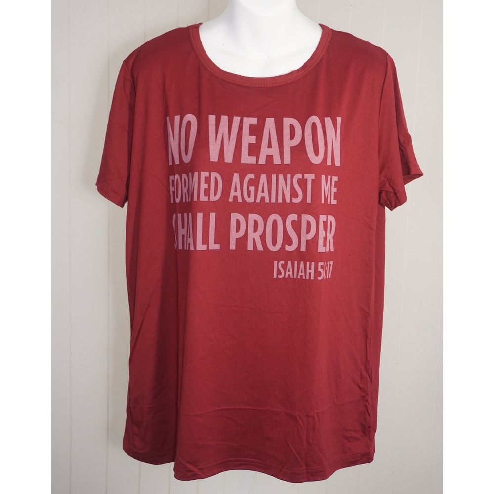 Burgundy XL Short Sleeve T-Shirt Isaiah 54:17 Religious Graphic
